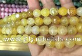 CAA3067 15 inches 10mm faceted round fire crackle agate beads wholesale