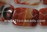 CAA308 15.5 inches 22*30mm faceted rectangle red line agate beads