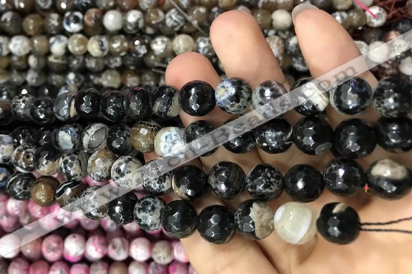 CAA3084 15 inches 10mm faceted round fire crackle agate beads wholesale