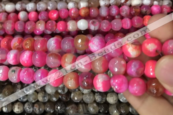 CAA3086 15 inches 10mm faceted round fire crackle agate beads wholesale