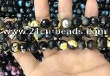 CAA3089 15 inches 10mm faceted round fire crackle agate beads wholesale