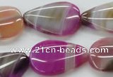 CAA312 15.5 inches 22*30mm flat teardrop fuchsia line agate beads