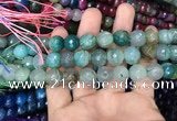 CAA3132 15 inches 12mm faceted round fire crackle agate beads wholesale