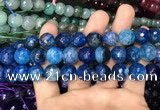 CAA3133 15 inches 12mm faceted round fire crackle agate beads wholesale