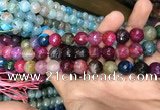 CAA3135 15 inches 12mm faceted round fire crackle agate beads wholesale