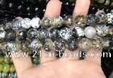 CAA3136 15 inches 12mm faceted round fire crackle agate beads wholesale