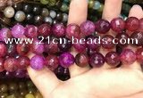 CAA3137 15 inches 12mm faceted round fire crackle agate beads wholesale