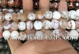 CAA3140 15 inches 12mm faceted round fire crackle agate beads wholesale