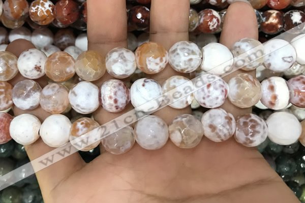 CAA3140 15 inches 12mm faceted round fire crackle agate beads wholesale
