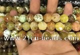 CAA3143 15 inches 12mm faceted round fire crackle agate beads wholesale