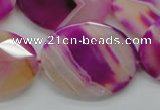 CAA315 15.5 inches 20*26mm faceted oval fuchsia line agate beads