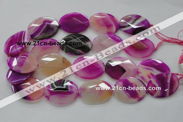 CAA315 15.5 inches 20*26mm faceted oval fuchsia line agate beads