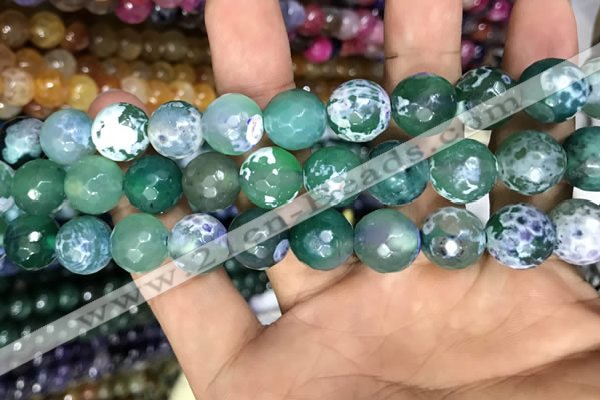 CAA3155 15 inches 12mm faceted round fire crackle agate beads wholesale