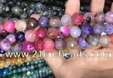 CAA3156 15 inches 12mm faceted round fire crackle agate beads wholesale