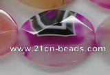 CAA316 15.5 inches 30*40mm faceted oval fuchsia line agate beads