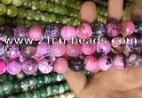 CAA3185 15 inches 14mm faceted round fire crackle agate beads wholesale