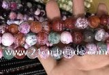 CAA3187 15 inches 14mm faceted round fire crackle agate beads wholesale