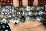 CAA3188 15 inches 14mm faceted round fire crackle agate beads wholesale