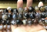 CAA3191 15 inches 14mm faceted round fire crackle agate beads wholesale