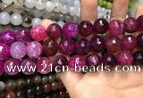 CAA3192 15 inches 14mm faceted round fire crackle agate beads wholesale