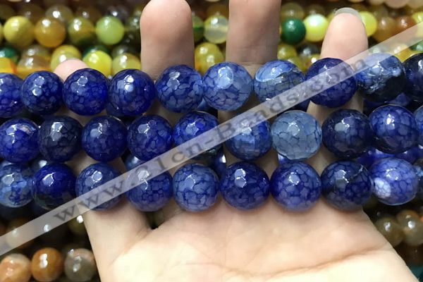 CAA3195 15 inches 14mm faceted round fire crackle agate beads wholesale