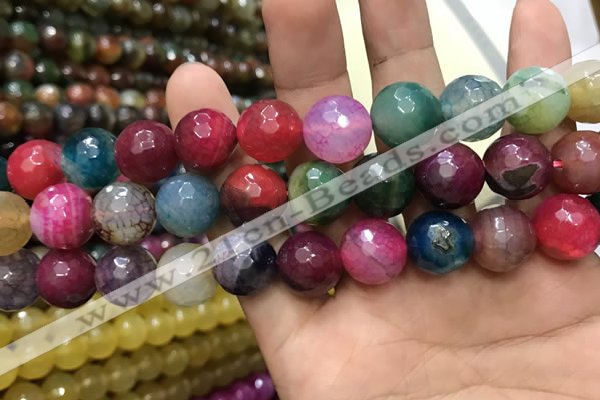 CAA3198 15 inches 14mm faceted round fire crackle agate beads wholesale