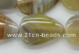 CAA320 15.5 inches 22*32mm flat teardrop yellow line agate beads