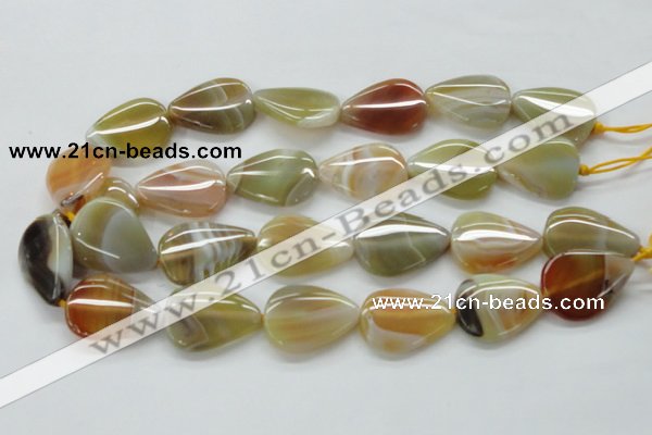 CAA320 15.5 inches 22*32mm flat teardrop yellow line agate beads