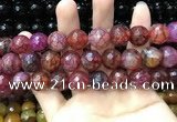 CAA3200 15 inches 14mm faceted round fire crackle agate beads wholesale