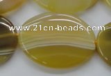 CAA321 15.5 inches 30*40mm oval yellow line agate beads