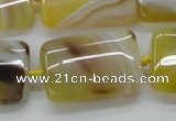 CAA322 15.5 inches 22*32mm rectangle yellow line agate beads