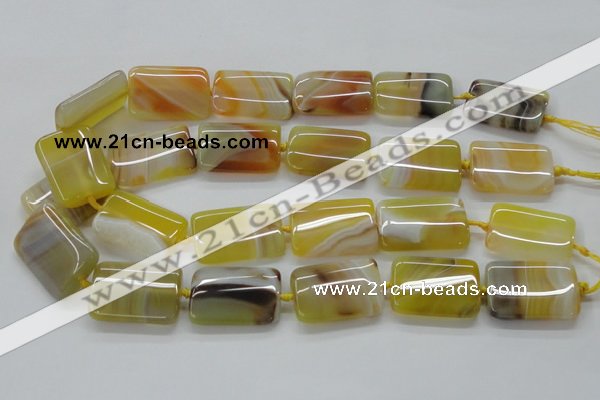 CAA322 15.5 inches 22*32mm rectangle yellow line agate beads