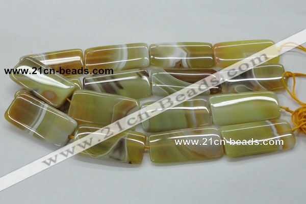 CAA323 15.5 inches 24*50mm rectangle yellow line agate beads