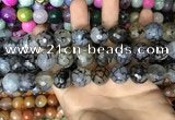 CAA3230 15 inches 16mm faceted round fire crackle agate beads wholesale