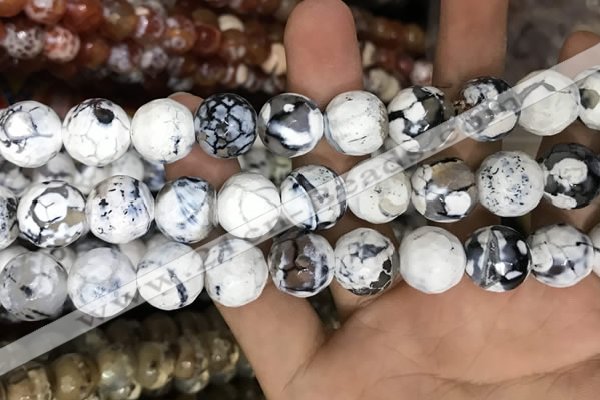 CAA3231 15 inches 16mm faceted round fire crackle agate beads wholesale