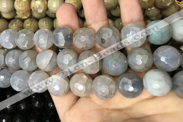 CAA3232 15 inches 16mm faceted round fire crackle agate beads wholesale