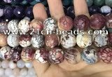 CAA3235 15 inches 16mm faceted round fire crackle agate beads wholesale