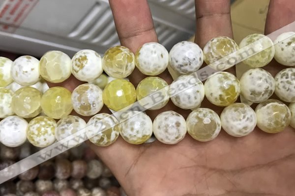 CAA3236 15 inches 16mm faceted round fire crackle agate beads wholesale