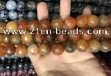 CAA3238 15 inches 16mm faceted round fire crackle agate beads wholesale