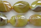 CAA324 15.5 inches 18*25mm faceted oval yellow line agate beads