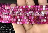 CAA3251 15 inches 4mm faceted round line agate beads wholesale