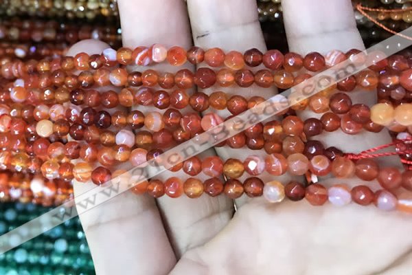 CAA3252 15 inches 4mm faceted round line agate beads wholesale