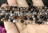 CAA3256 15 inches 4mm faceted round line agate beads wholesale