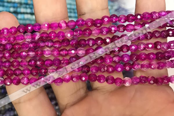 CAA3263 15 inches 4mm faceted round agate beads wholesale