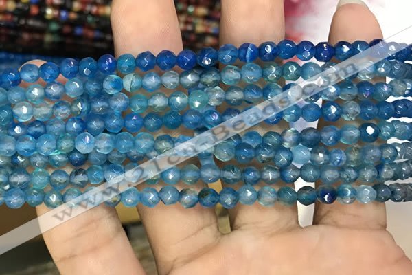 CAA3267 15 inches 4mm faceted round agate beads wholesale