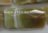 CAA327 15.5 inches 25*50mm faceted rectangle yellow line agate beads