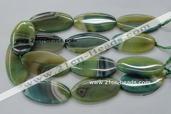 CAA330 15.5 inches 30*40mm oval green line agate beads