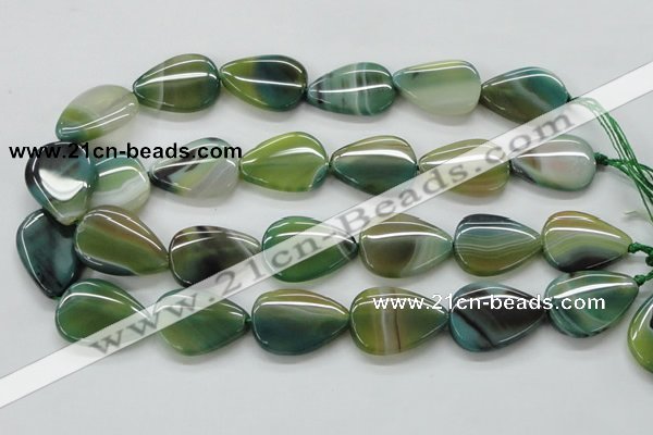 CAA331 15.5 inches 22*28mm flat teardrop green line agate beads