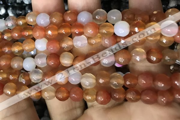 CAA3310 15 inches 6mm faceted round agate beads wholesale