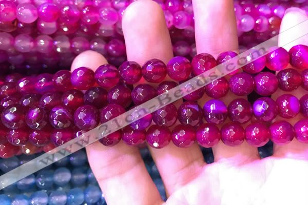 CAA3334 15 inches 8mm faceted round agate beads wholesale